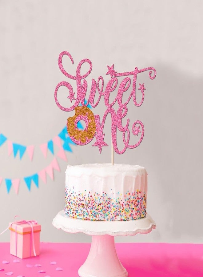 كونفيتي زينة كعكة عيد الميلاد الأول على شكل دونات! | حلوى عيد الميلاد الأول | مستلزمات حفلات عيد الميلاد الأول | ديكورات حفلات استقبال المولود، مستلزمات كعكة عيد ميلاد وحفلات استقبال المولود الأول بطابع الدونات (بريق وردي) - Image 5